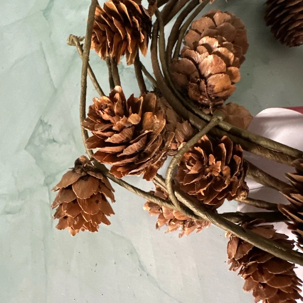 Set of 2 Natural Pinecone Garland – 5ft Rustic Christmas & Winter Home Decor